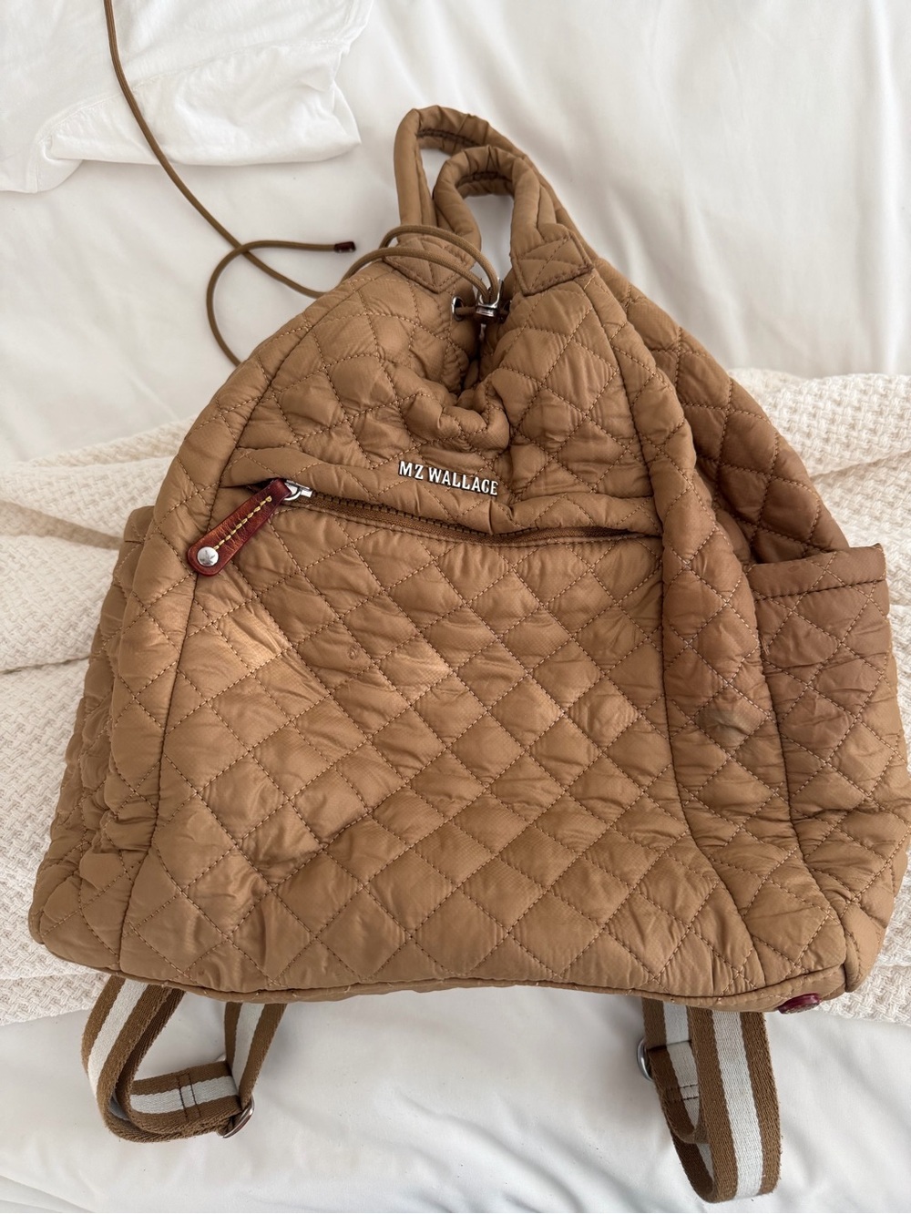 MZ WALLACE Quilted Caramel Brown Backpack